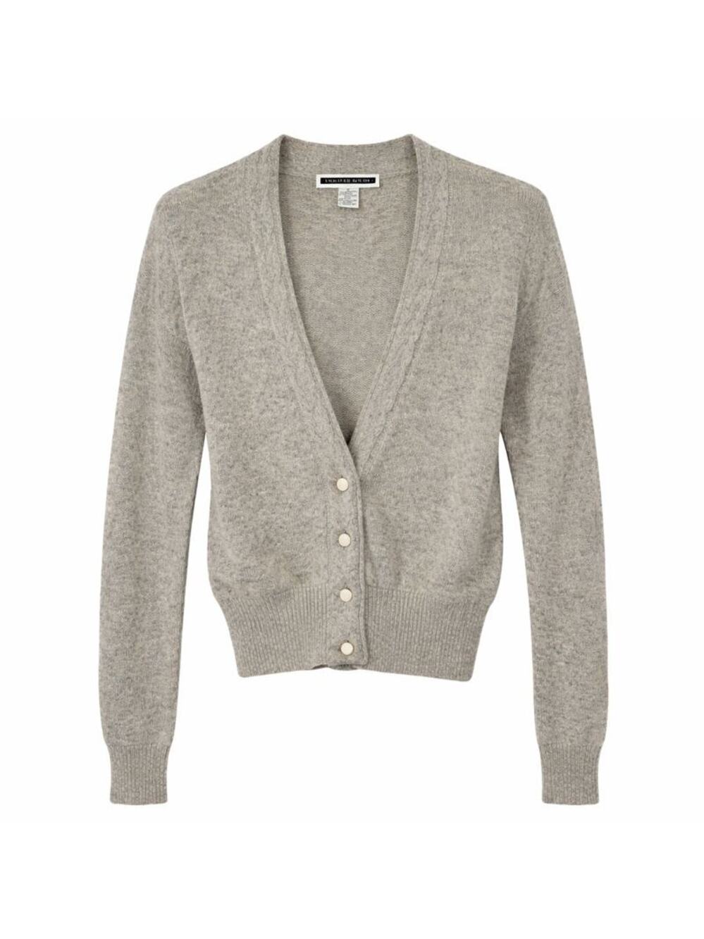 Jennifer Moore Cardigan Womens Size Medium Gray Lambswool Blend Academia Office